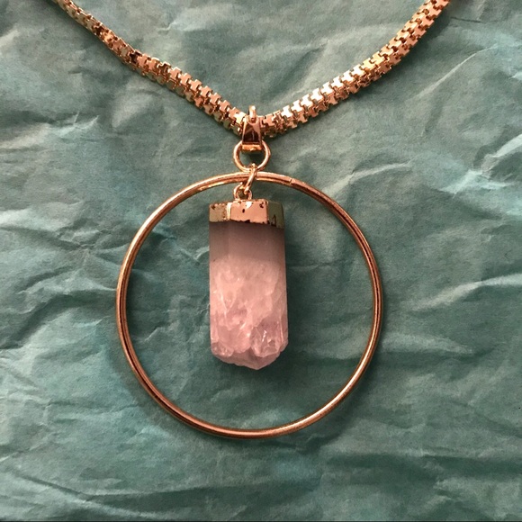 Handmade grey agate hoop pendant necklace ✨ - Picture 2 of 3